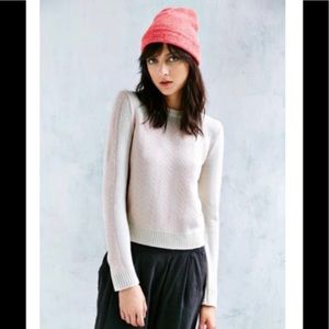 UO SILENCE + NOISE Pink/Cream Chevron Sweater—SZ S